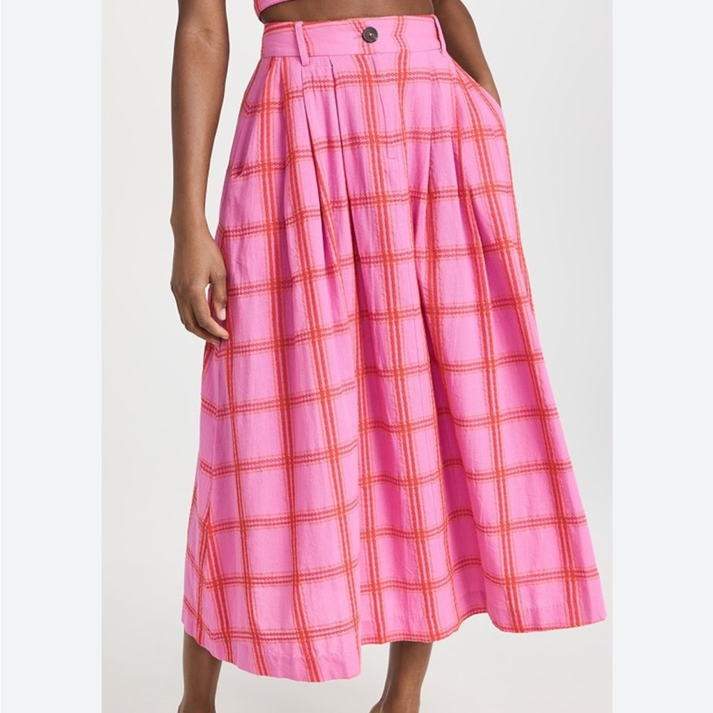 Mara Hoffman Red and Pink Tulay Midi Skirt  14